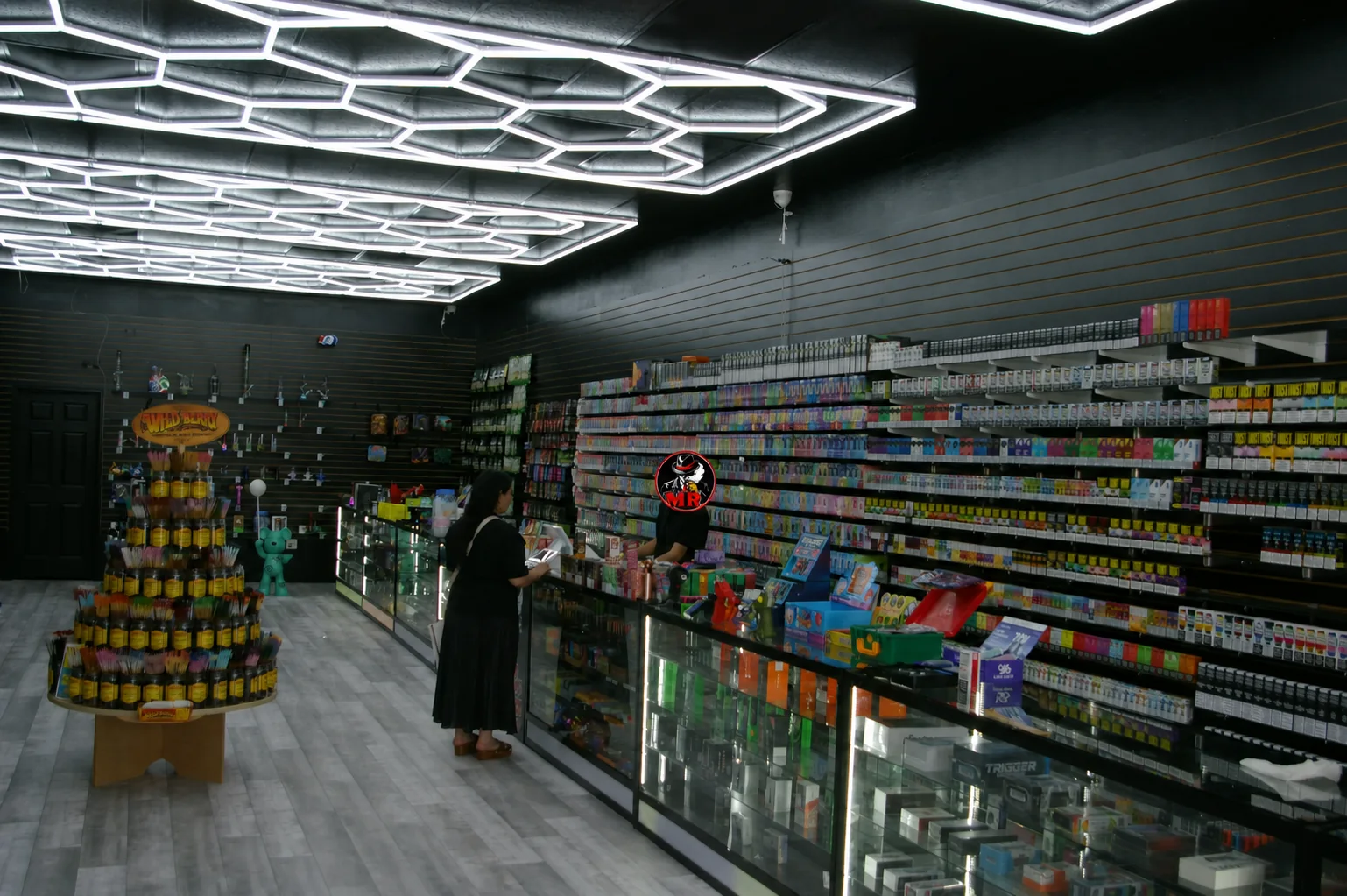 Vape wall and display counters inside Mr tobacco&vape in Arvada