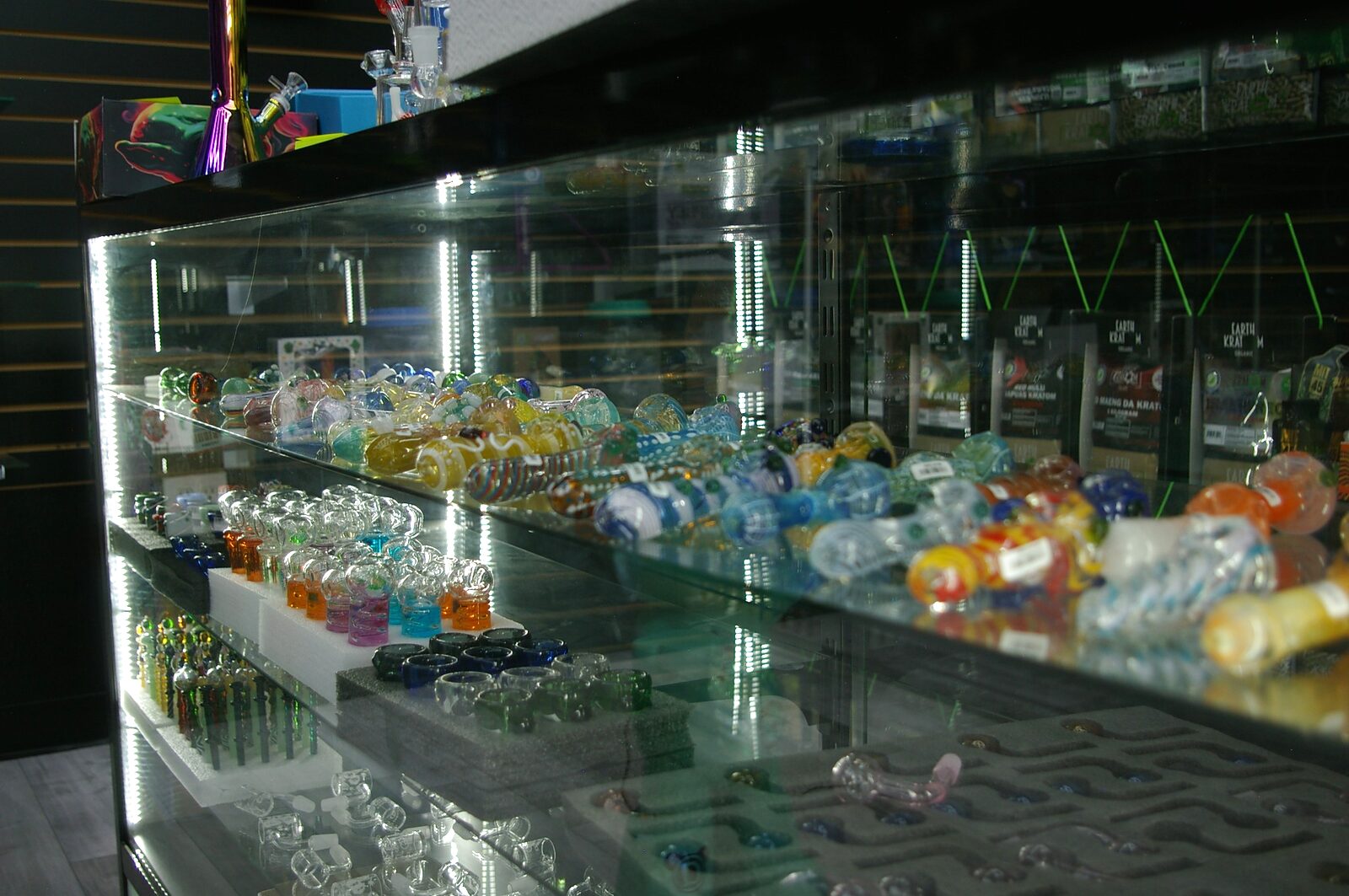 Glass case display at Mr tobacco&vape